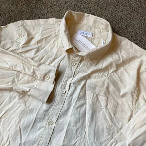New Men's Jekaoyi Beige Long Sleeve Linen Blend Dress Shirt Size L Resort Wear